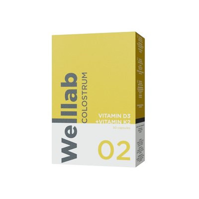 Welllab Colostrum вітамін D3 + K2, 30 капсул 07066 фото