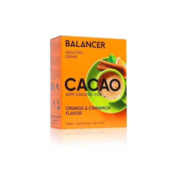 Какао Balancer на кокосовому молоці зі смаком «Апельсин та кориця», 5 шт. 01227 фото